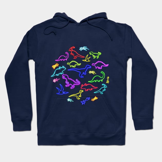 Neon Dinosaurs Hoodie by Lyara Costa